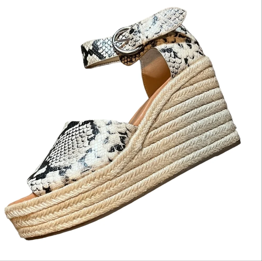 Nine West Adell Snake Espadrille Sandal Wedge Heel Size 9M